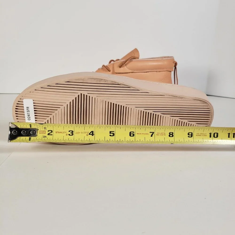 Clean Weather Vegan Raw Undyed Tan Leather Unisex Sneaker Women Size 9 1/2 - Picture 13 of 14